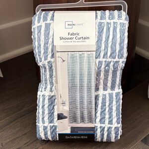 Mainstays Fabric Shower Curtain,reinforced button hole top,crinkle fabric